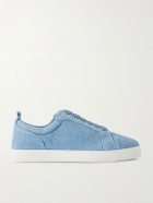 Christian Louboutin - Louis Junior Orlato Grosgrain-Trimmed Printed Suede Sneakers - Blue