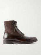 Brunello Cucinelli - Suede-Trimmed Leather Lace-Up Derby Boots - Brown