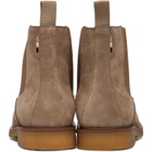 BOSS Beige Suede Signature-Stripe Stitching Chelsea Boots