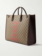 GUCCI - Printed Monogrammed Coated-Canvas and Leather Tote Bag