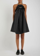 Simone Rocha Ruched Balloon Satin Mini Dress Black