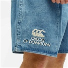 Checks Downtown Men's x Canterbury Denim Rugby Shorts in Stonewashed Denim