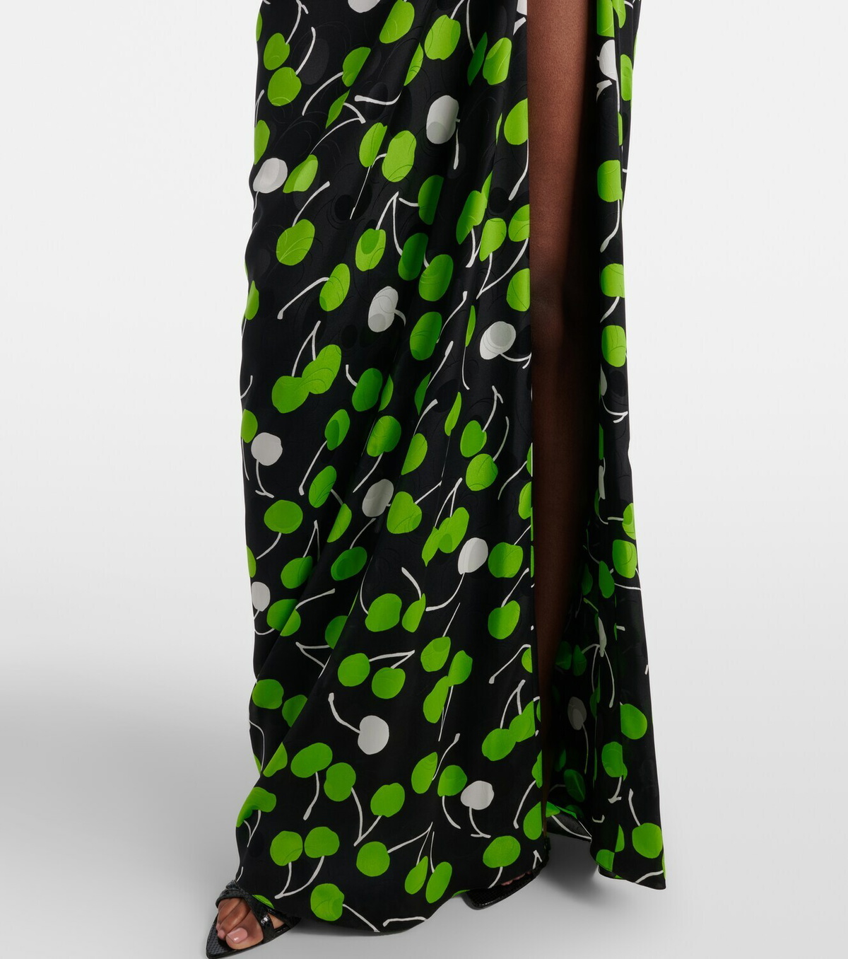 Saint Laurent Ruched printed silk gown