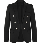 Balmain - Black Slim-Fit Double-Breasted Stretch-Jersey Blazer - Men - Black