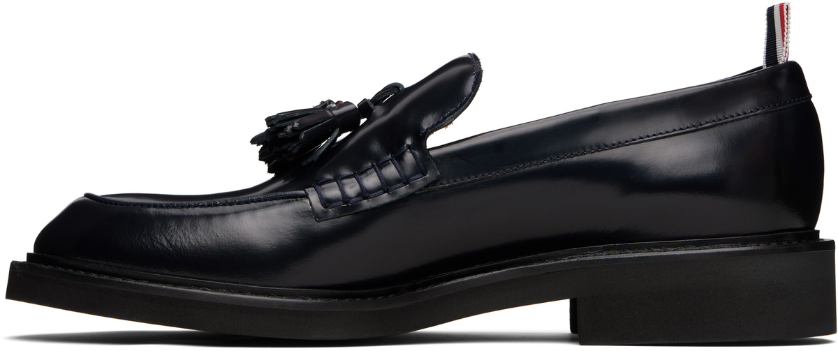 Thom Browne Navy Spazzolato Leather Tassle Loafers