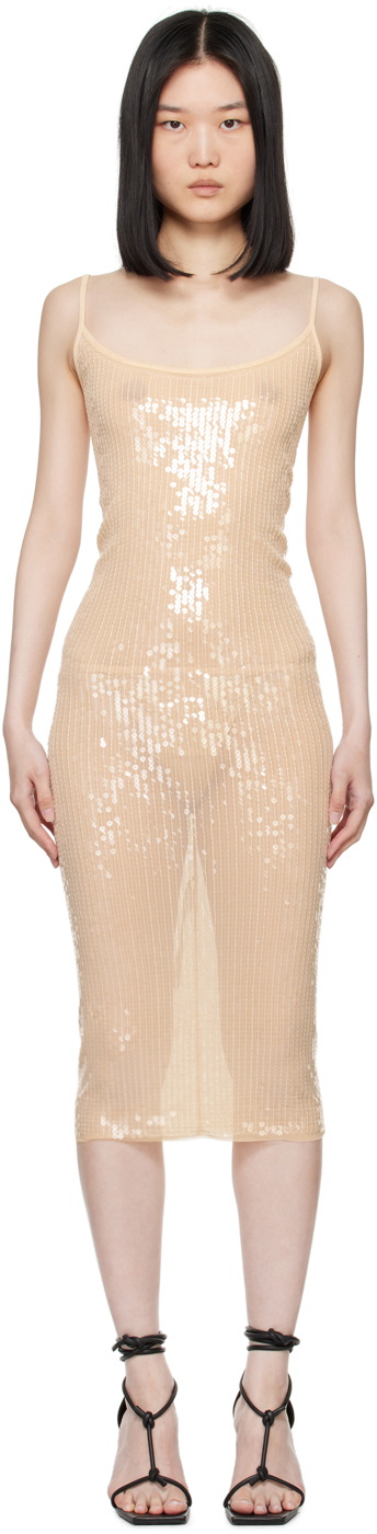 Rick Owens Lilies Beige Lido Slip Midi Dress Rick Owens Lilies