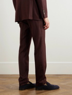 Brunello Cucinelli - Straight-Leg Pinstriped Brushed Wool, Mohair and Cashmere-Blend Suit Trousers - Red