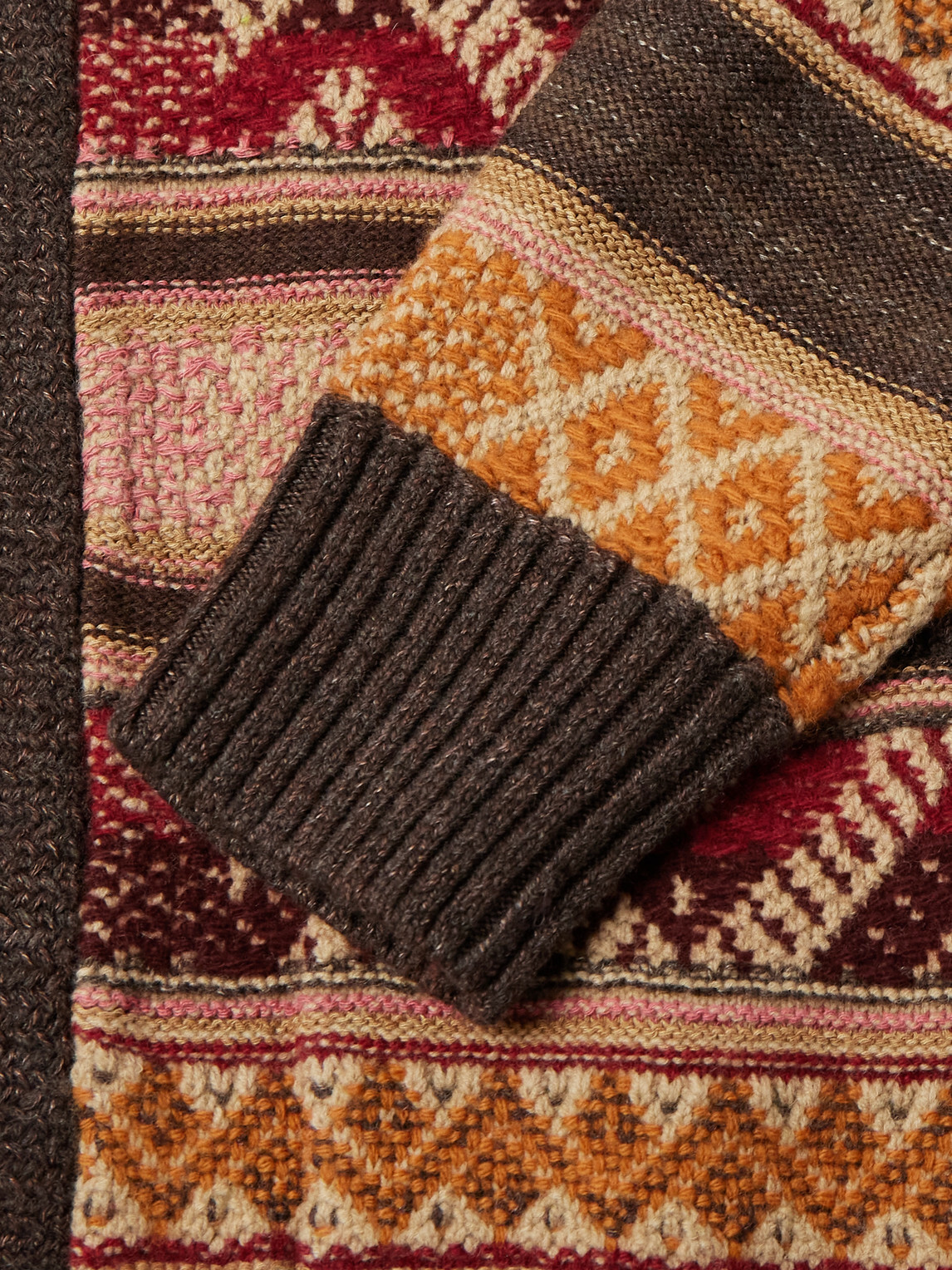 RRL - Shawl-Collar Wool, Linen and Silk-Blend Jacquard Cardigan - Brown
