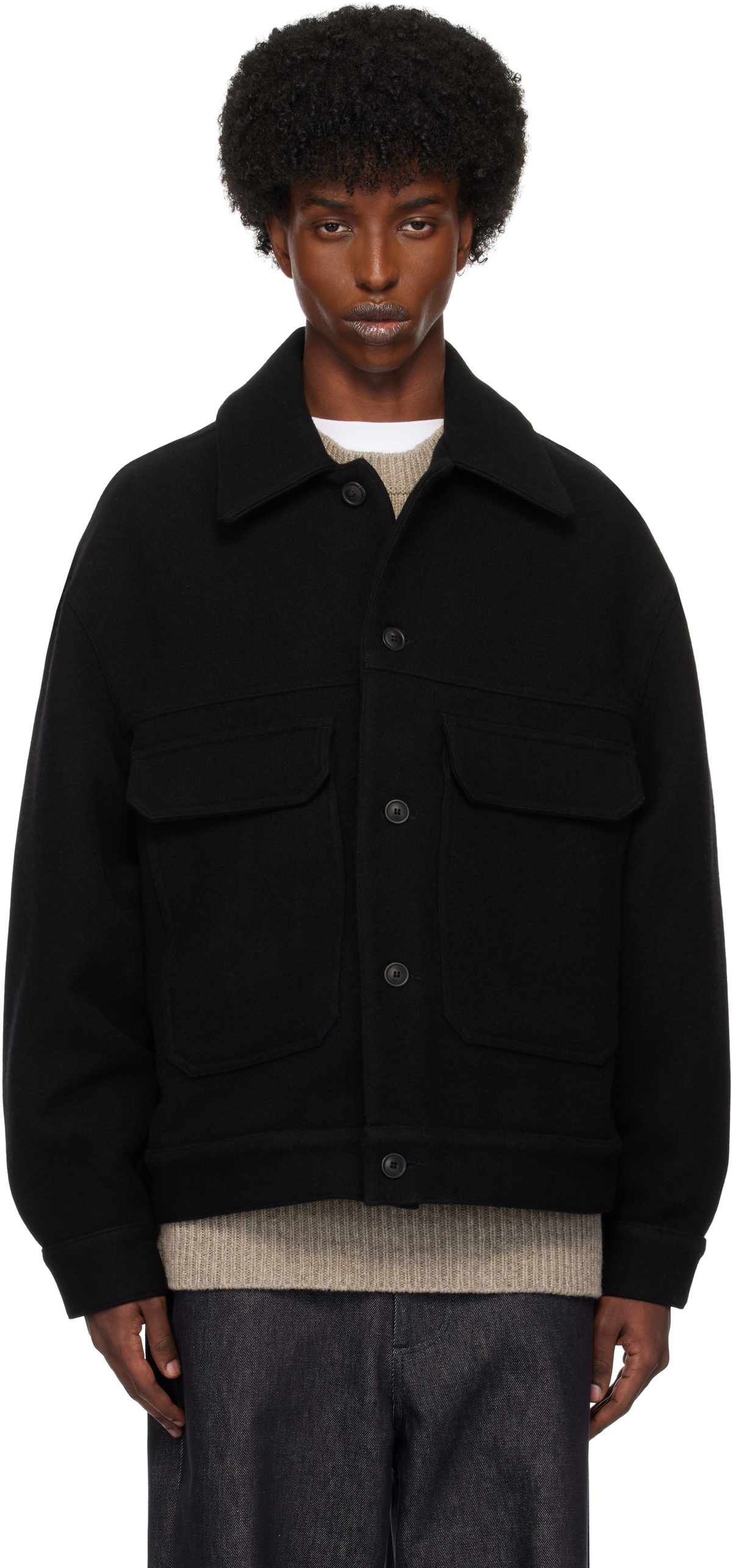 Lownn Black Wool Cashmere Cropped Jacket Lownn Lownn Black Wool Cashmere Cropped Jacket Lownn