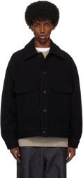 Lownn Black Wool Cashmere Workwear Jacket
