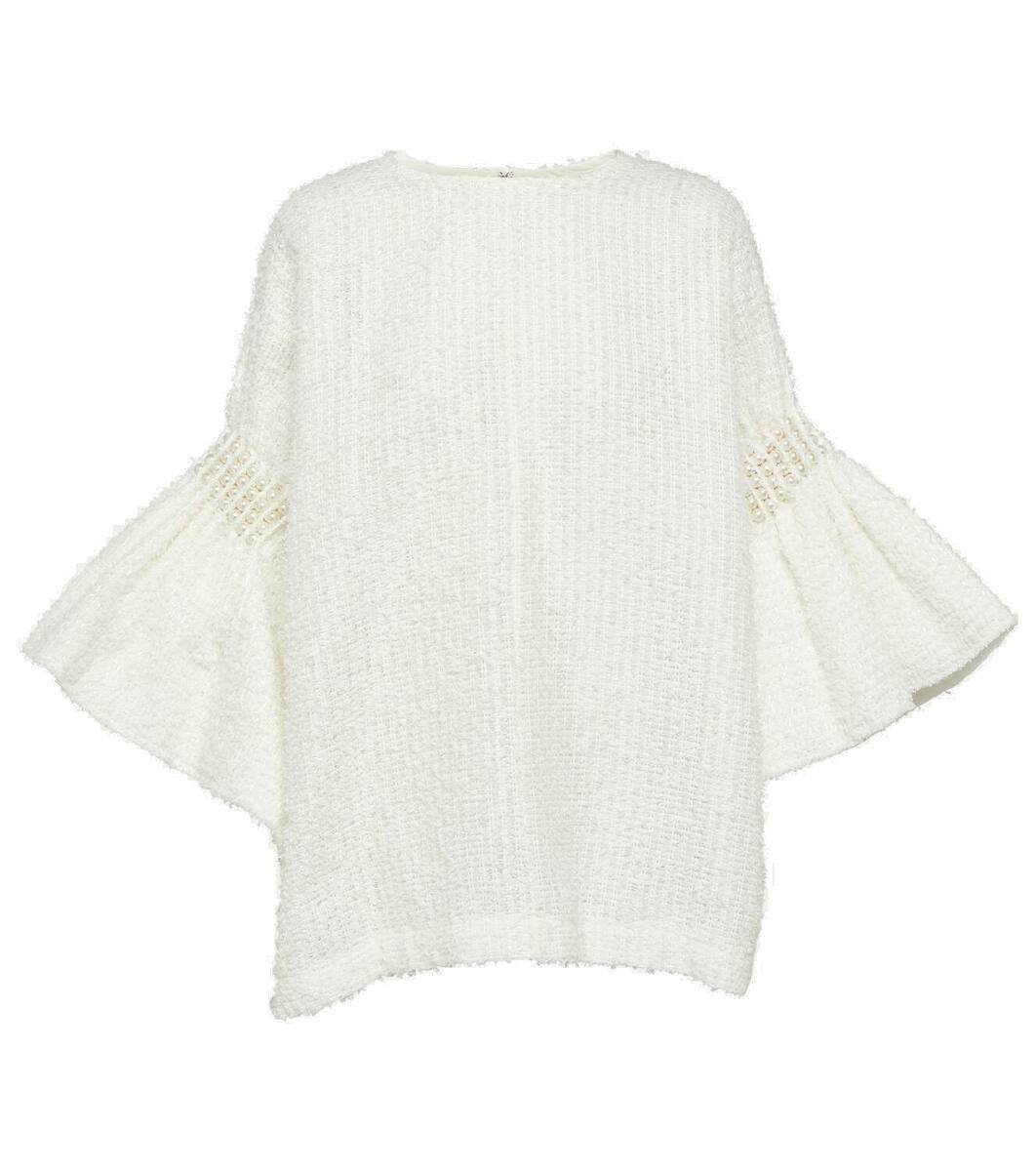 ゆかぶう JUNYA WATANABE Cotton Blend Tweed Top with faux Pearls Junya