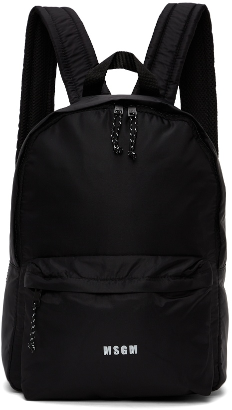 Photo: MSGM Black Canvas Logo Backpack