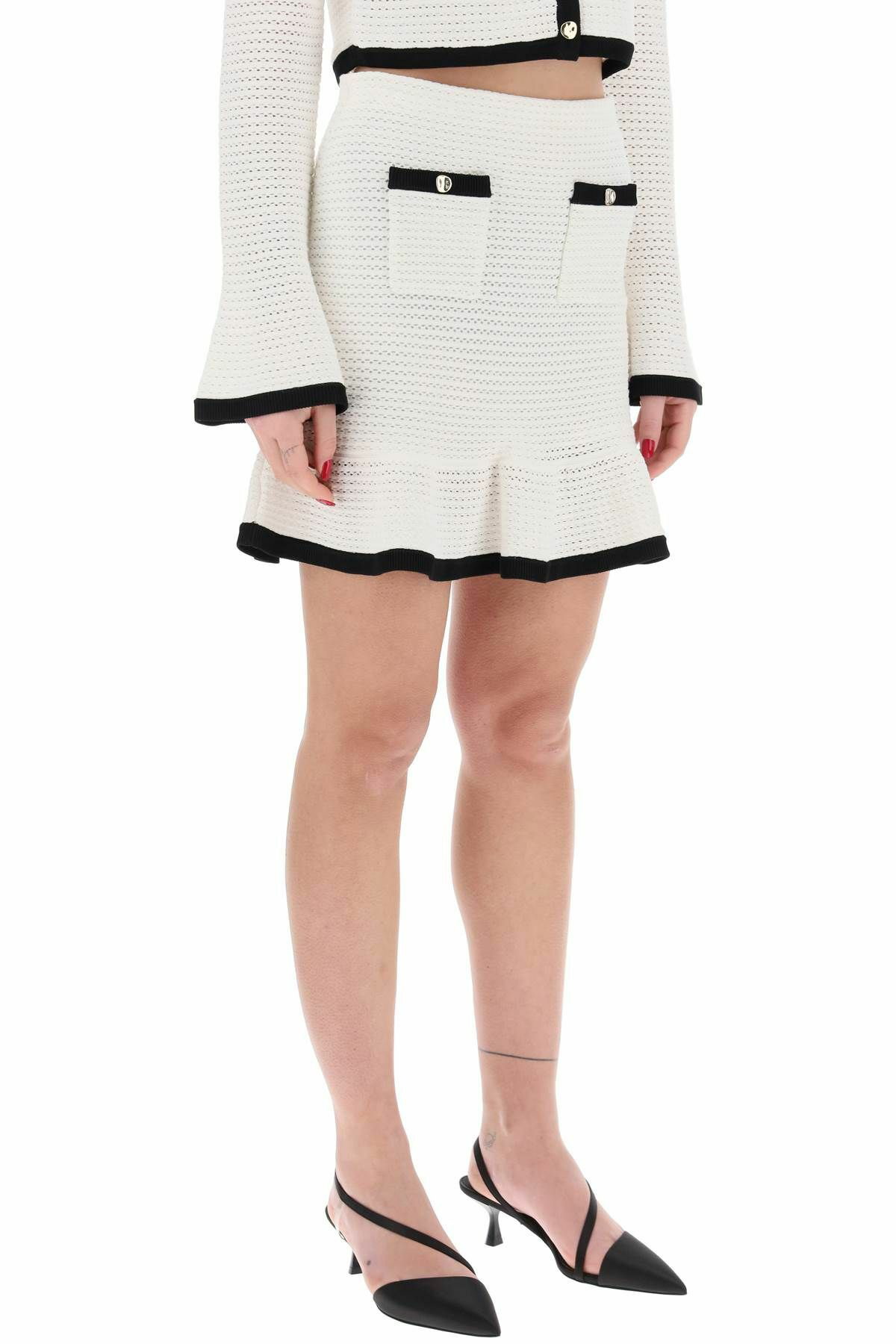 SELF PORTRAIT crochet mini skirt in White Self-Portrait