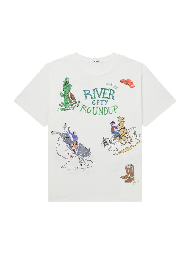 Photo: BODE - River City Printed Cotton-Jersey T-Shirt - Neutrals