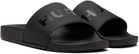 Hugo Black Tonal Logo Italian-Made Sandals
