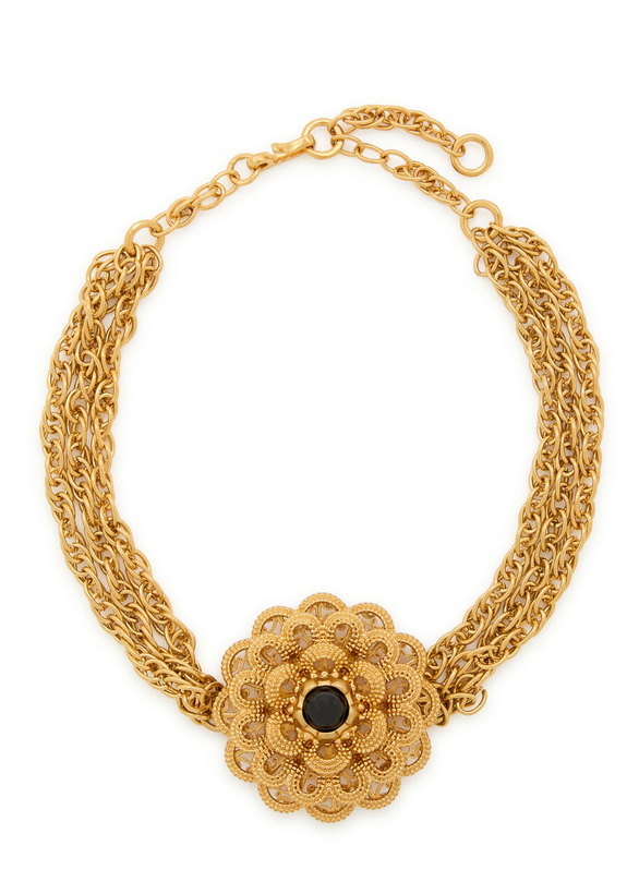 Photo: Chloe The Chloé Feather Flower Necklace - Gold - One Size