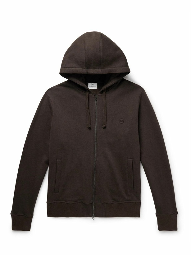 Photo: Kingsman - Logo-Embroidered Cotton and Cashmere-Blend Jersey Zip-Up Hoodie - Brown