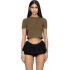 SHUSHU/TONG Khaki Wave Lace Collar T-shirt