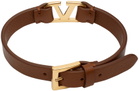 Valentino Garavani Brown VLogo Signature Calfskin Bracelet