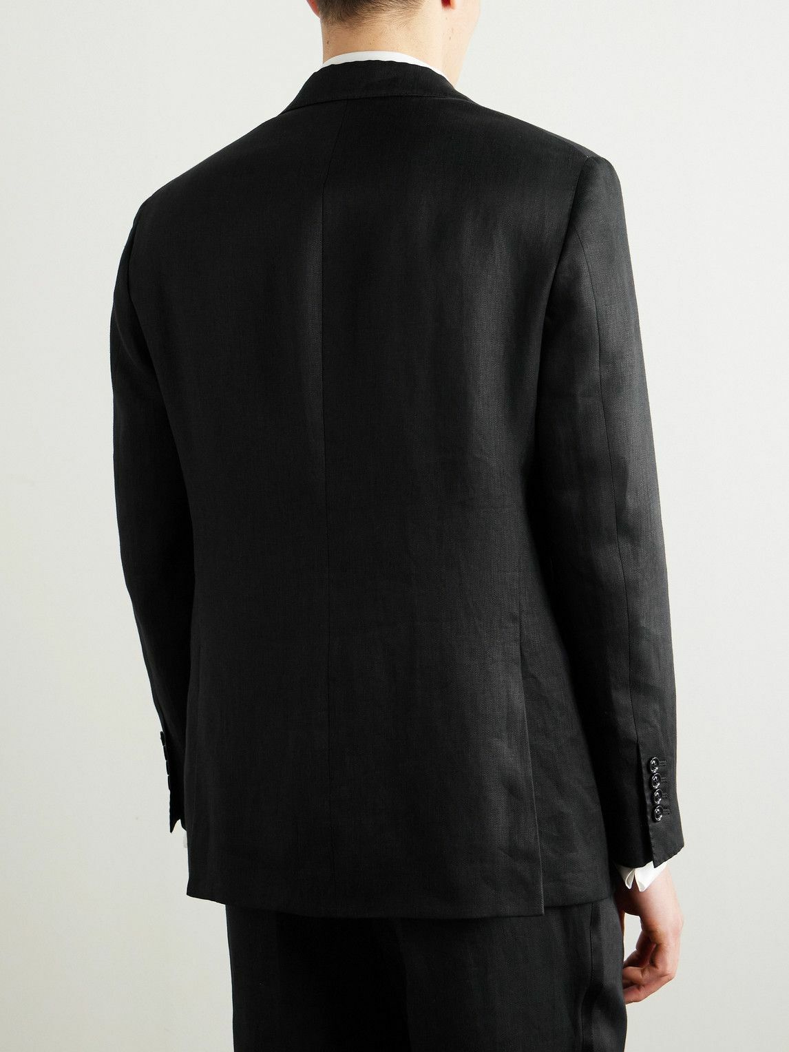 Brunello Cucinelli - Satin-Trimmed Linen Tuxedo Jacket - Black