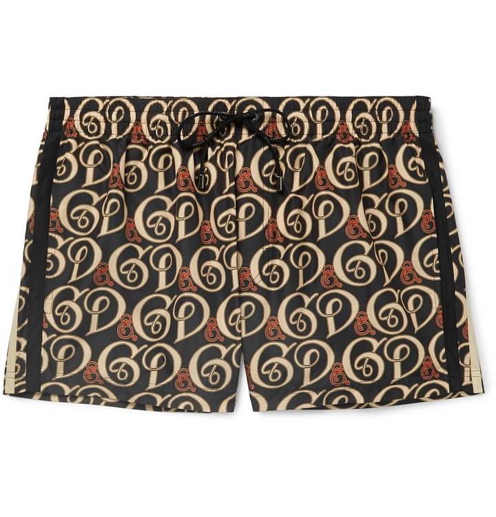 Photo: Dolce & Gabbana - Short-Length Printed Swim Shorts - Brown