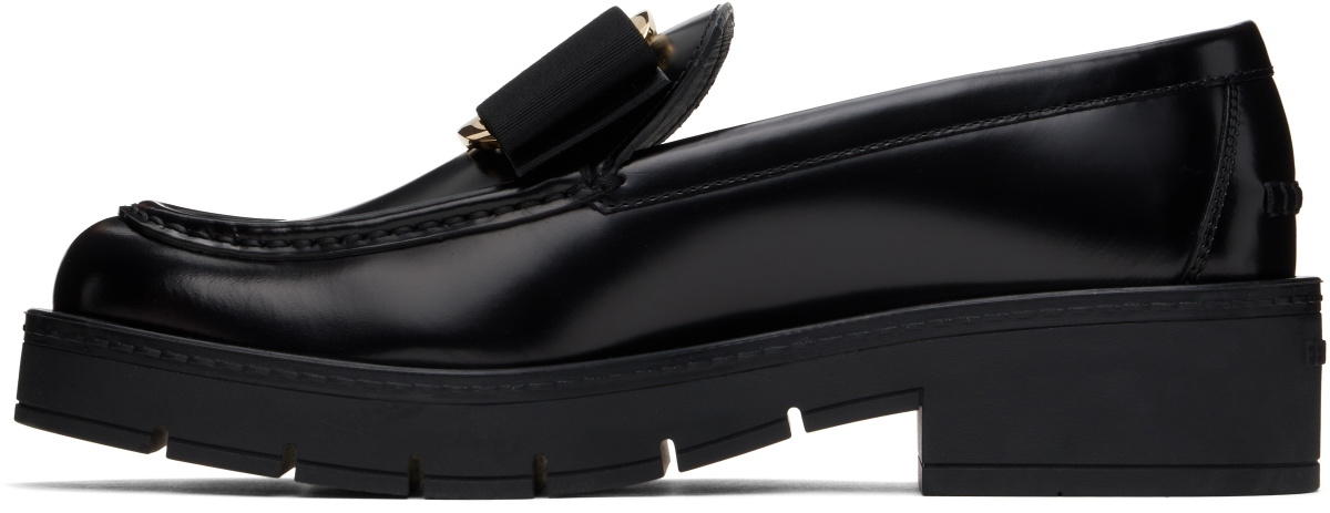 Ferragamo Black Chunky Vara Bow Loafers