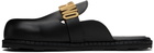 Moschino Black Leather Mule Loafers