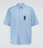 Berluti Striped shirt with leather detail