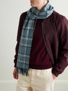 Johnstons of Elgin - Fringed Checked and Striped Cashmere Scarf