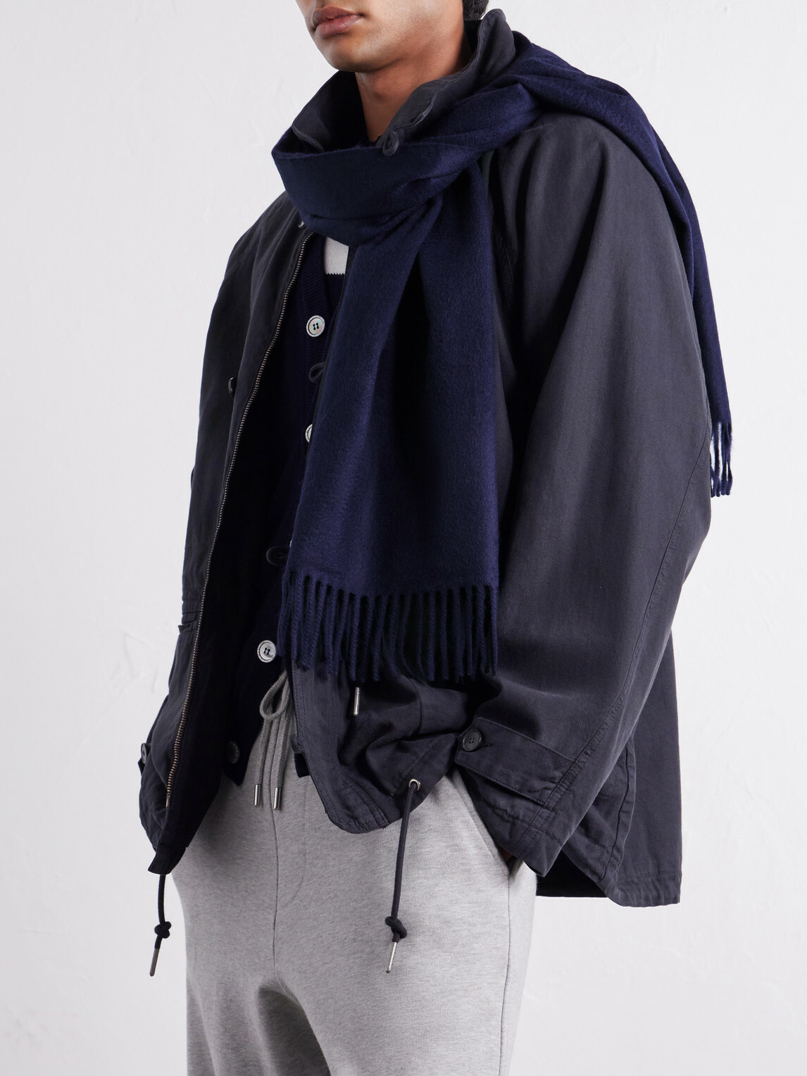 Begg & Co - Arran Fringed Brushed-Cashmere Scarf - Blue