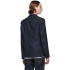 Junya Watanabe Navy Silk and Wool Blazer