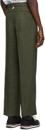 Thom Browne Green Donegal Tweed Single Pleat Side Tab Trousers