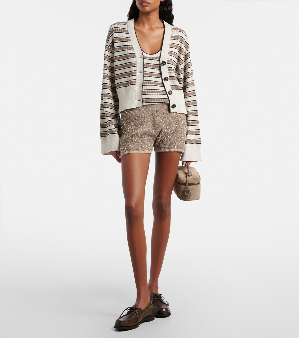 Brunello Cucinelli Striped cotton-blend cardigan