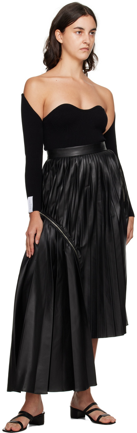 Rokh Black Pleated Midi Skirt Rokh