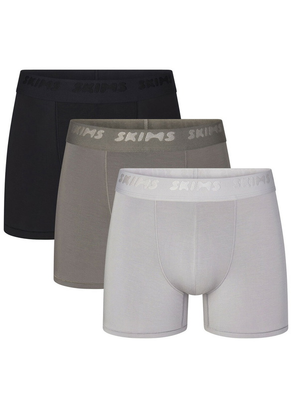 Photo: Skims Stretch-cotton Boxer Briefs set of Three Grey