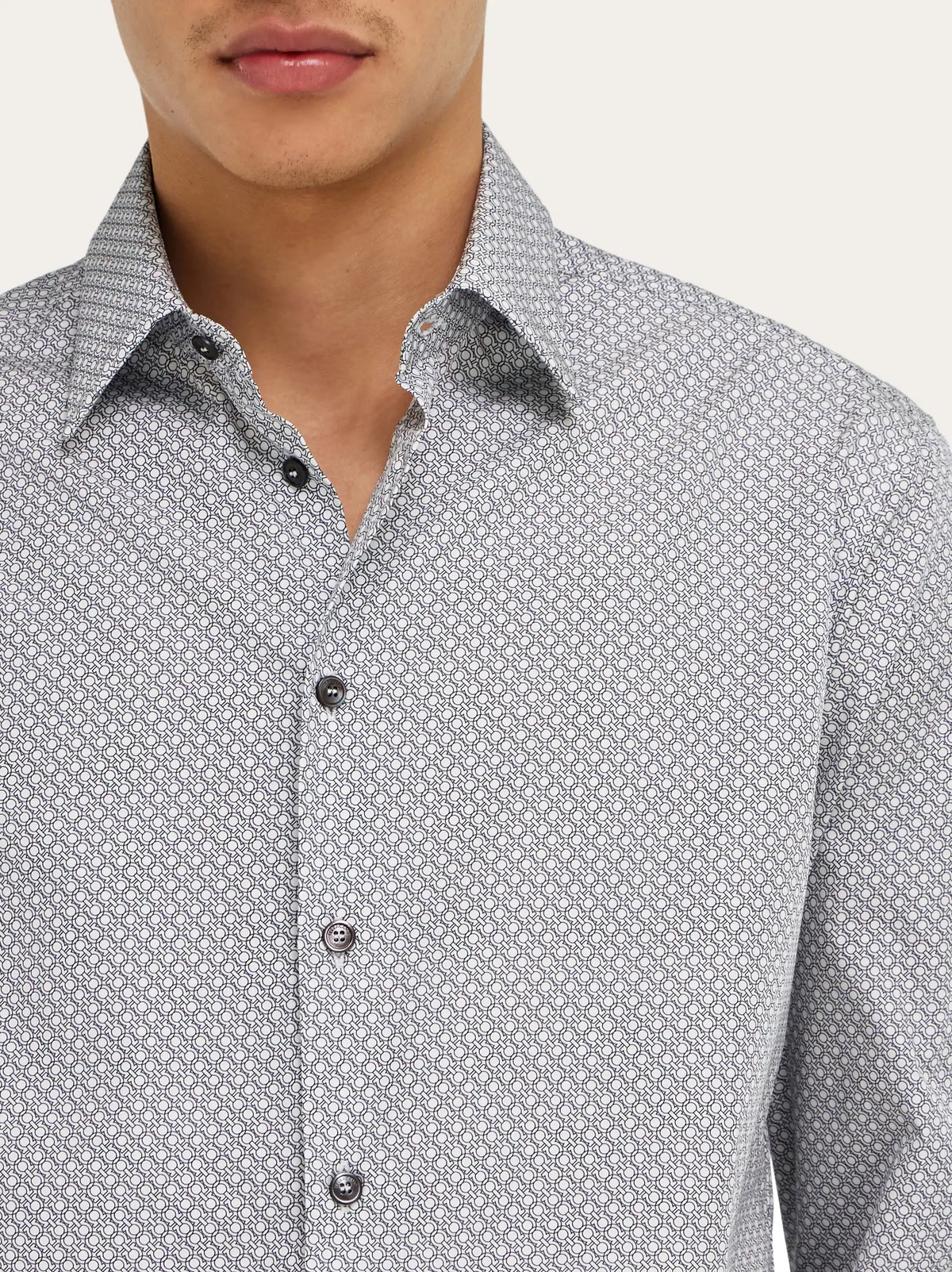 Ferragamo Mens Micro-patterned shirt in White