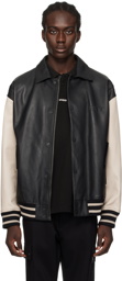 Hugo Black & Beige Embossed Leather Jacket