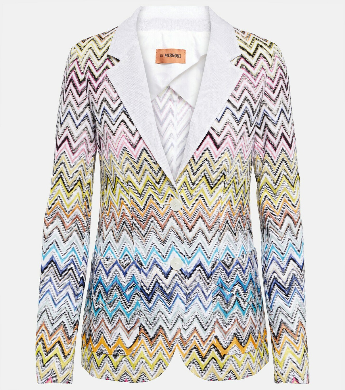 Ajrakh offwhite zig zag cotton blazer set main image 0