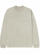 FEAR OF GOD ESSENTIALS - Logo-Flocked Cotton-Jersey T-Shirt - Gray