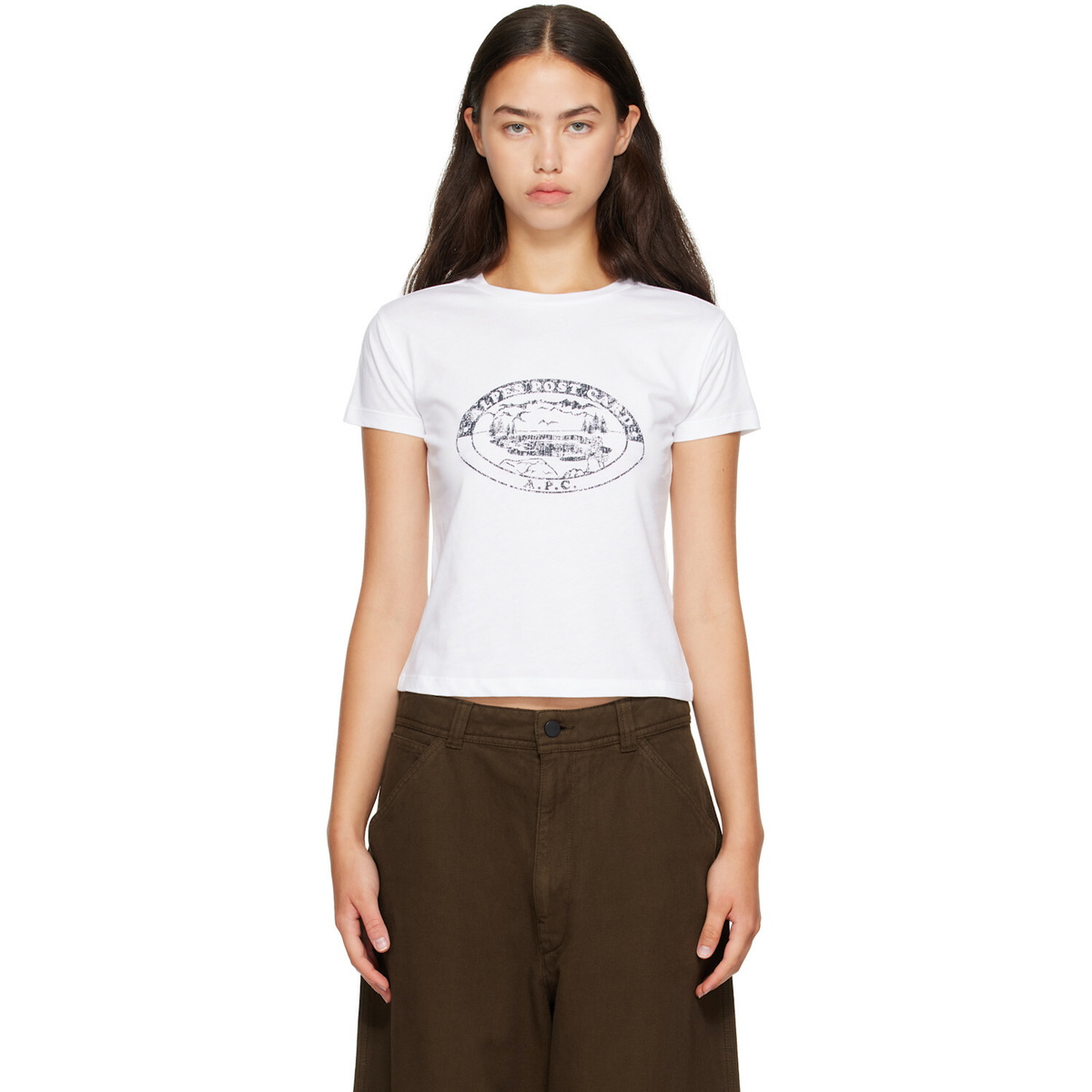 A.P.C. White Vintage-Effect Camping Logo T-shirt