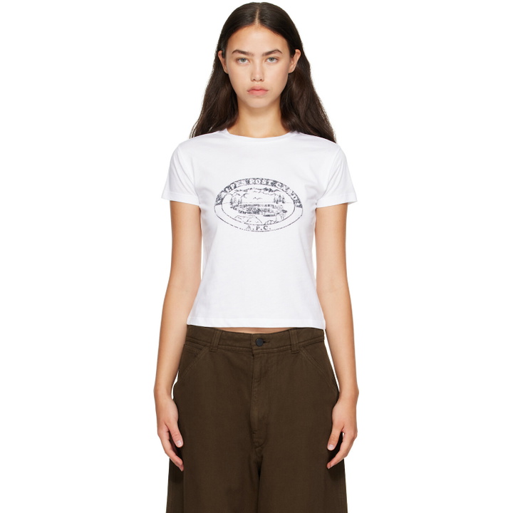 Photo: A.P.C. White Vintage-Effect Camping Logo T-shirt