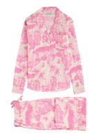 Desmond & Dempsey Loxodonta Printed Cotton Pyjama set Pink