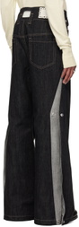 NULLUS Black Whale Fin Snap-On Jeans