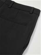 SAINT LAURENT - Tapered Silk-Trimmed Grain de Poudre Wool Trousers - Black