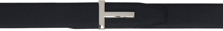 Photo: TOM FORD Navy & Black Reversible T Icon Belt