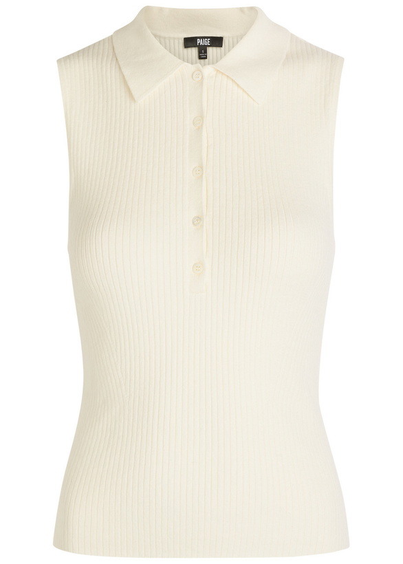 Photo: Paige Vest Ribbed Cotton-blend Polo top White