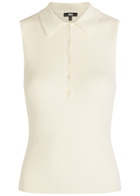 Paige Vest Ribbed Cotton-blend Polo top White