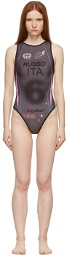 Paolina Russo SSENSE Exclusive Grey One-Piece Printed Swimsuit