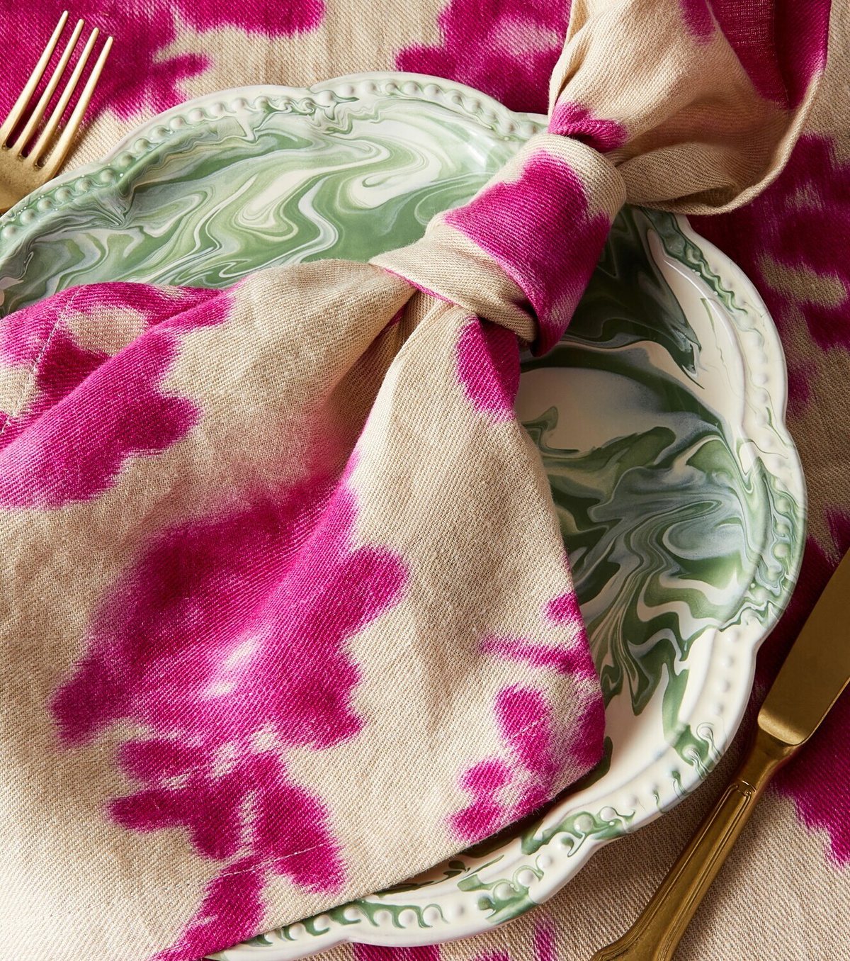 The House of Lyria Plumeria set of 2 floral linen napkins