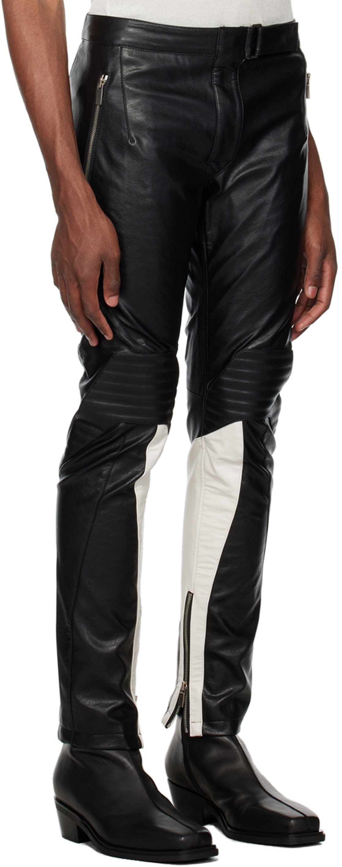 System Black Biker Faux-Leather Trousers System